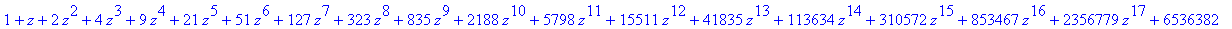 series(1+1*z+2*z^2+4*z^3+9*z^4+21*z^5+51*z^6+127*z^7+323*z^8+835*z^9+2188*z^10+5798*z^11+15511*z^12+41835*z^13+113634*z^14+310572*z^15+853467*z^16+2356779*z^17+6536382*z^18+18199284*z^19+50852019*z^20+...